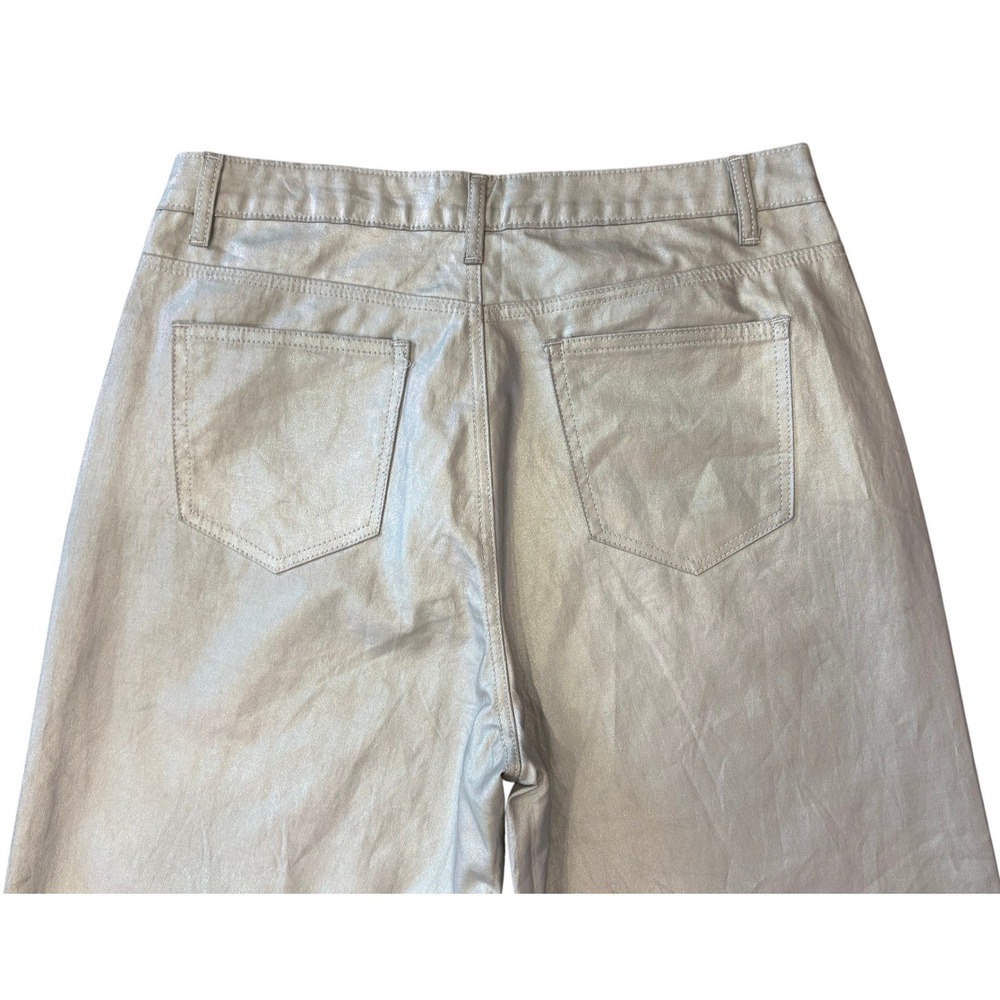 PrettyLittleThing Straight Leg Pants Womens 12 Silver Holographic Split Hem NEW - Picture 9 of 10